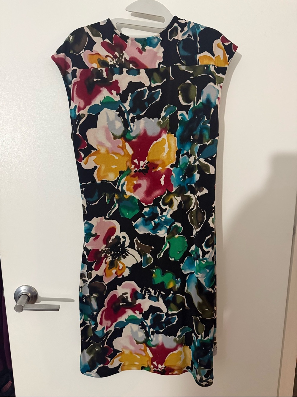 Daisy Fuentes Floral Multicolor V-Neck Cap Sleeve Dress - Picture 3 of 3